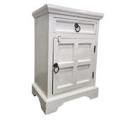 Rustic Farmhouse White Wooden Bedside Nightstand Cabinet