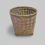 Rustic Style Two-Tone Woven Bamboo and Rattan Storage Basket