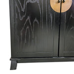 Traditional Black Chinese Wooden Bar Cabinet with Brass Medallion