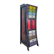 Playful Multicolour Hand Painted Wooden Tallboy Chest of Drawers