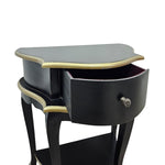 Elegant French Provincial Black & Gold Kidney Side Table