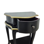 Elegant French Provincial Black & Gold Kidney Side Table