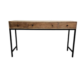Contemporary Industrial Three-Drawer Wooden Console Table