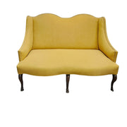 Radiant Mustard Yellow Wingback Settee