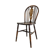 Antique English 19th Century Windsor Wheelback Solid Wood Dining Chair