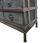 Pottery Barn Industrial Ludlow Black Leather Steamer Trunk Secretary Desk