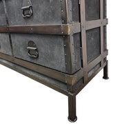 Pottery Barn Industrial Ludlow Black Leather Steamer Trunk Secretary Desk
