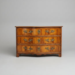 Heritage Inlaid Kingwood Three Drawer Serpentine Commode Chest