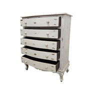 Vintage French Provincial Distressed White 5-Drawer Chest