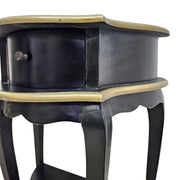 Elegant French Provincial Black & Gold Kidney Side Table