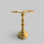 Crate & Barrel Retro Style Brass Finish Round Pedestal Accent Side Table
