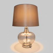 Glistening Smoked Glass and Chrome Base Table Lamp