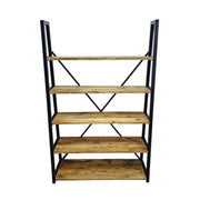 Industrial Mango Wood & Iron 5-Tier Shelving Unit