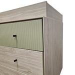 Coxley Mid-Century Style Fluted Green and Ash Nursery Dresser