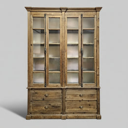 Marina Home Rustic Reclaimed Wood Glass Display Cabinet