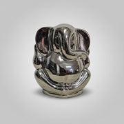 Contemporary Silver Chrome Lord Ganesha Decorative Figurine