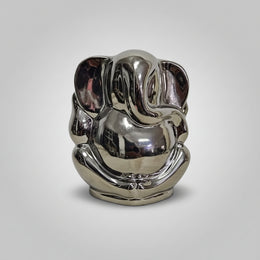 Contemporary Silver Chrome Lord Ganesha Decorative Figurine
