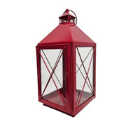 Vibrant Crimson Red Metal Farmhouse Style Candle Lantern