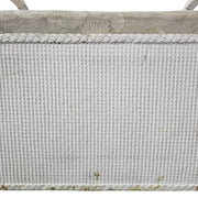 Charming Weathered White Lloyd Loom Bench with Floral Seat