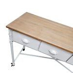 Industrial Metal and Wood 4-Drawer Console Table on Casters