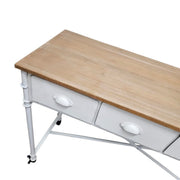 Industrial Metal and Wood 4-Drawer Console Table on Casters