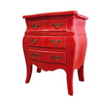 Vibrant Red French Provincial 3-Drawer Nightstand