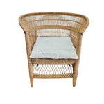 Woven Brown Rattan High Curved Back Accent Armchair