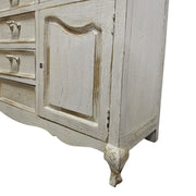 Provincial Charm Hand-Distressed Cream Sideboard Cabinet