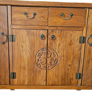 Vintage Chinese Ming-Style Carved Solid Wood Sideboard