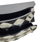 Hollywood Regency Black & Silver Harlequin Bombé Chest