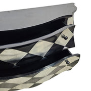 Hollywood Regency Black & Silver Harlequin Bombé Chest