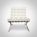 Mid-Century Style Beige Leather Tufted Barcelona Style Lounge Chair