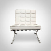 Mid-Century Style Beige Leather Tufted Barcelona Style Lounge Chair