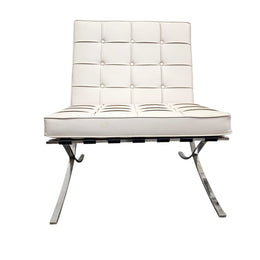 Mid-Century Style Beige Leather Tufted Barcelona Style Lounge Chair