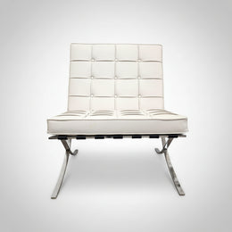 Mid-Century Style Beige Leather Tufted Barcelona Style Lounge Chair