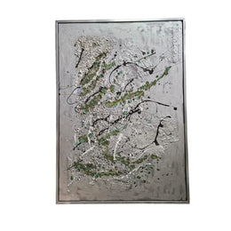 Japack Rose Mixed Media Metallic Silver Framed Canvas Art