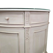 Stately Provincial Cream Carved Vanity Cabinet with Detachable Tri-Fold Mirror