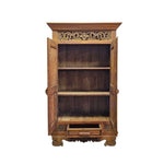 Imposing Indian Style Hand Carved Two Door Solid Wood Cabinet