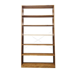 Rustic Charm Tall Solid Wood 7-Shelf Bookcase