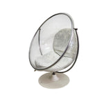 Futuristic Clear Acrylic Pedestal Bubble Chair with White Base