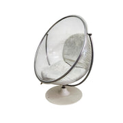 Futuristic Clear Acrylic Pedestal Bubble Chair with White Base