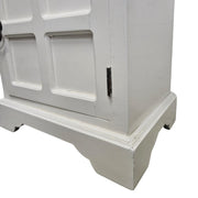 Rustic Farmhouse White Wooden Bedside Nightstand Cabinet