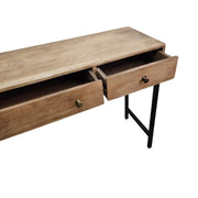 Contemporary Industrial Three-Drawer Wooden Console Table