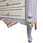 Provencal Style Lavender and Gold Carved Floral Chest of Drawers
