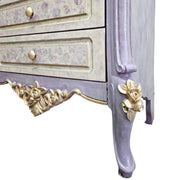 Provencal Style Lavender and Gold Carved Floral Chest of Drawers