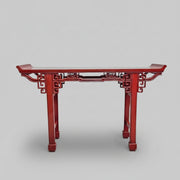 Traditional Chinese Red Lacquer Altar Style Wooden Console Table