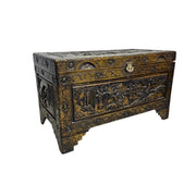 Stately Chinese Hand Carved Camphor Wood Storage Trunk