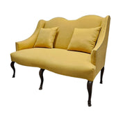 Radiant Mustard Yellow Wingback Settee