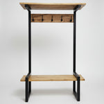Industrial Style Wood and Black Metal Coat Rack Stand