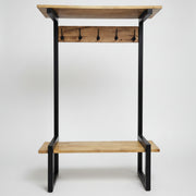 Industrial Style Wood and Black Metal Coat Rack Stand